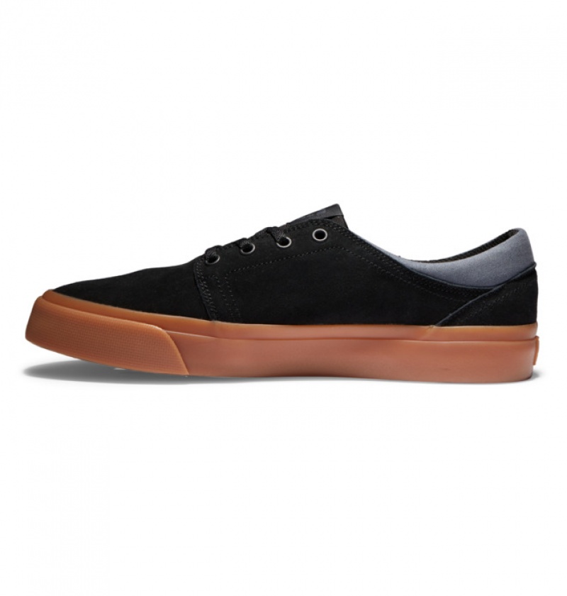 Black / Grey / White Men's DC Trase Suede Sneakers | 1296-EQYDS