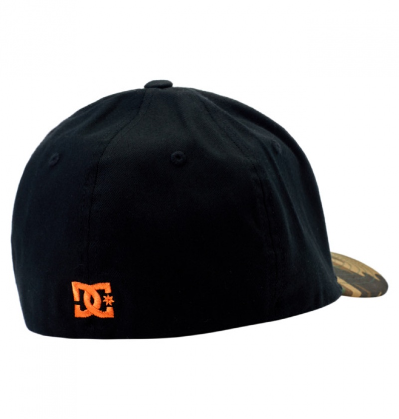 Black / Orange Men's DC Cap Star Seasonal Flexfit Hats | 8136-AIVXU