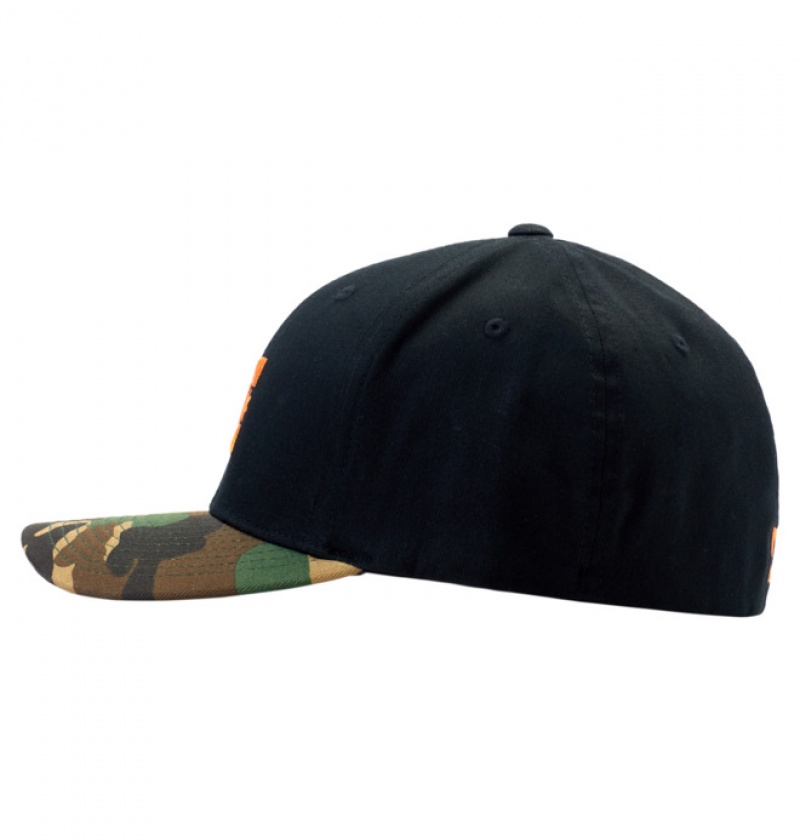 Black / Orange Men's DC Cap Star Seasonal Flexfit Hats | 8136-AIVXU