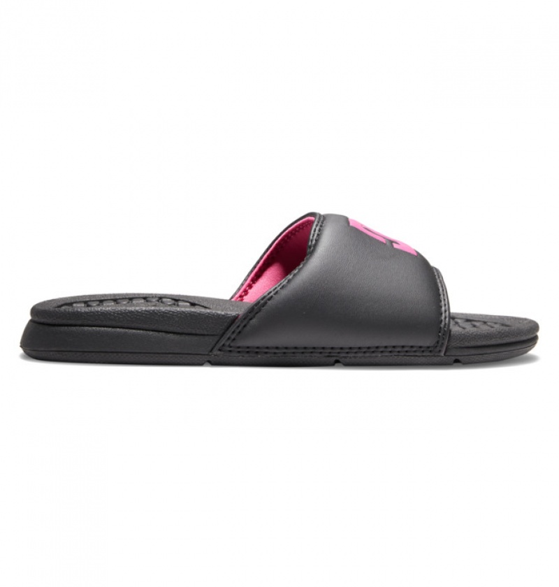 Black / Pink Women's DC Bolsa Slides | 2718-UXKEN