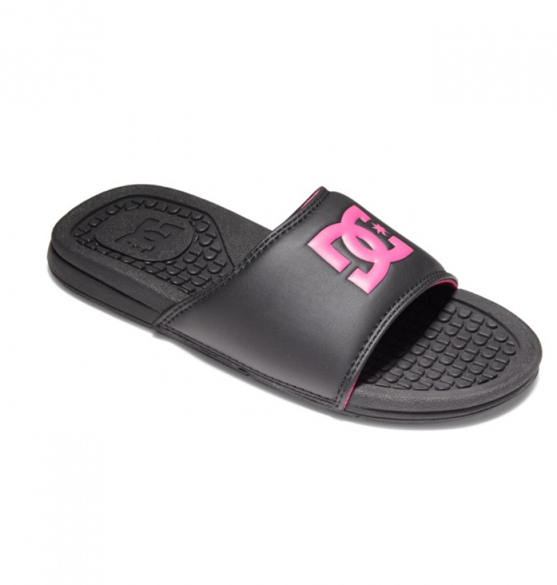 Black / Pink Women\'s DC Bolsa Slides | 2718-UXKEN