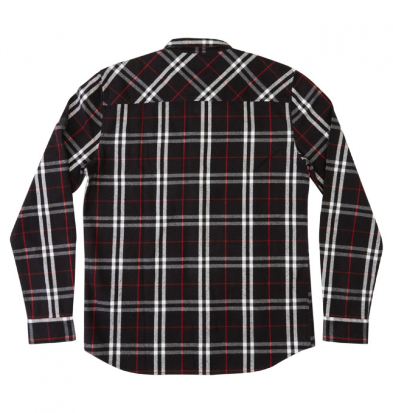 Black / Red Men's DC Marshal Long Sleeve Shirts | 0874-BKTFJ