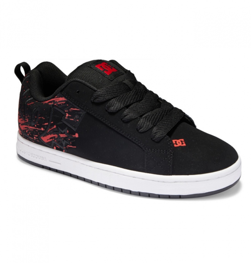 Black / Red / Black Men's DC Court Graffik | 7051-WAXKO