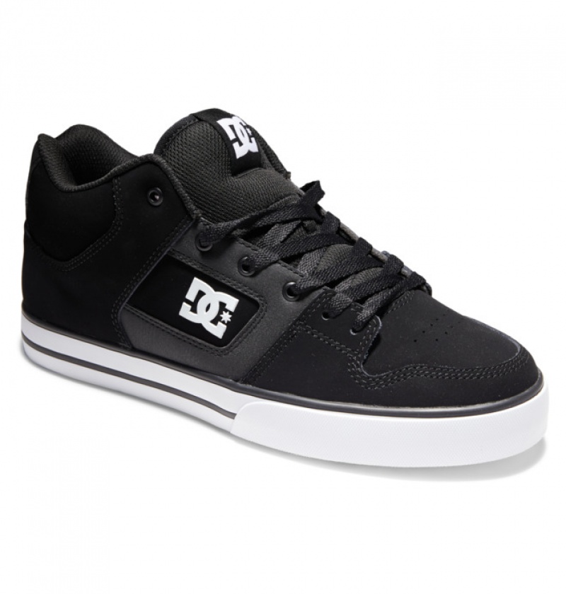 Black / White Men's DC Pure MID Mid-Top Sneakers | 1058-LOETM