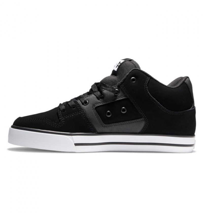 Black / White Men's DC Pure MID Mid-Top Sneakers | 1058-LOETM