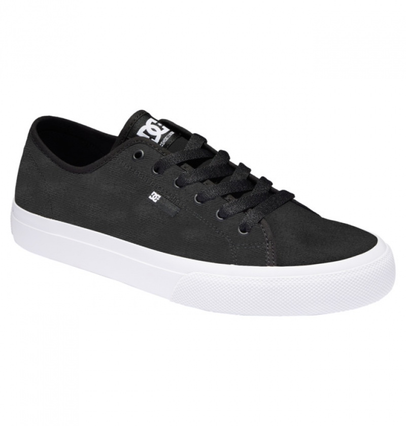 Black / White / Black Men's DC Manual SE Canvas Sneakers | 0513-TDGQZ