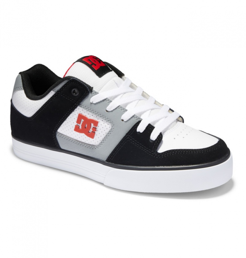 Black / White / Grey Men's DC Pure Sneakers | 7435-IOCMP