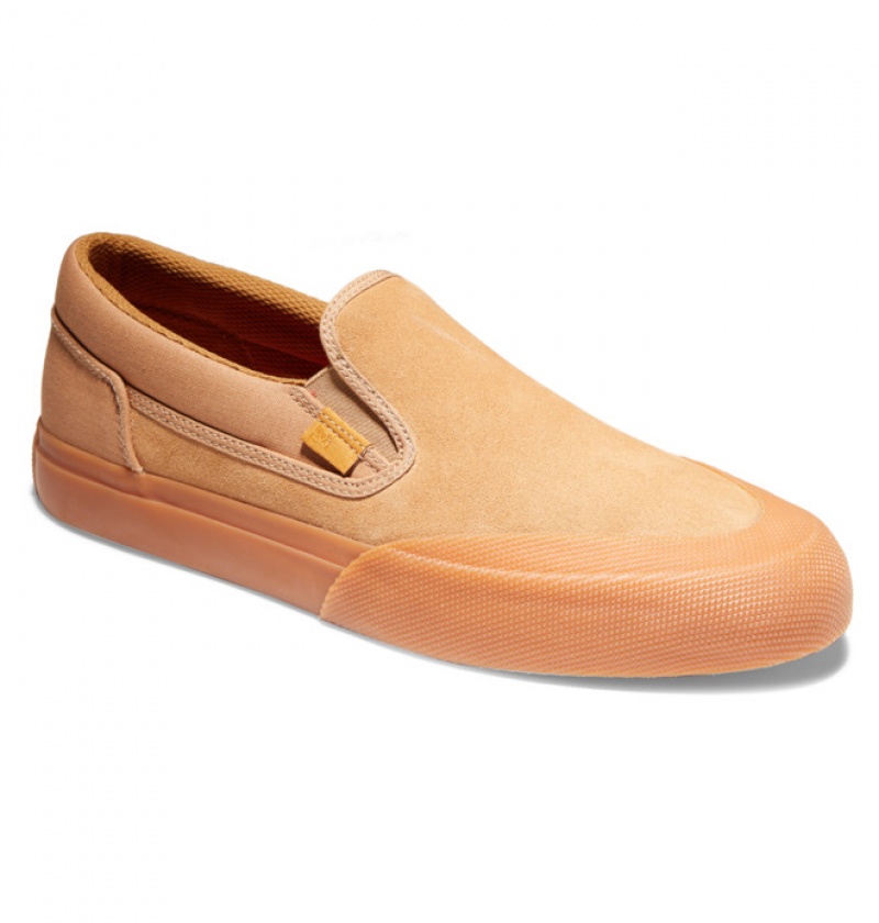 Brown Men's DC Manual RT Slip-On Skate Shoes | 8134-ZBETO