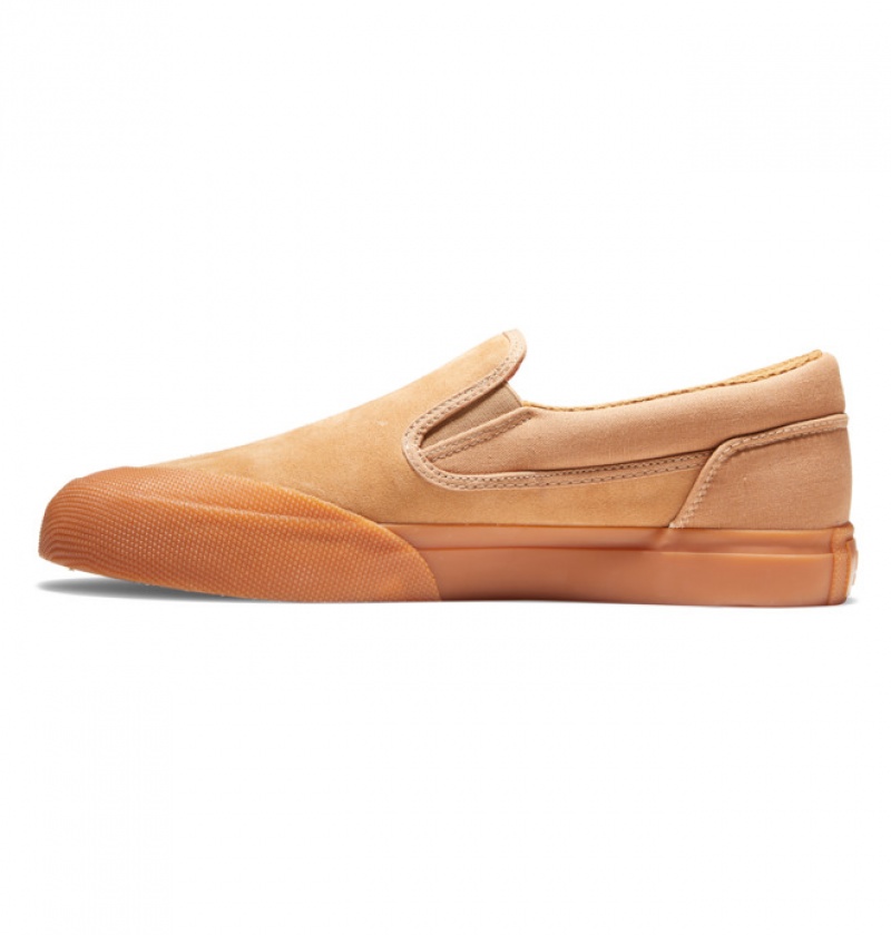 Brown Men's DC Manual RT Slip-On Skate Shoes | 8134-ZBETO