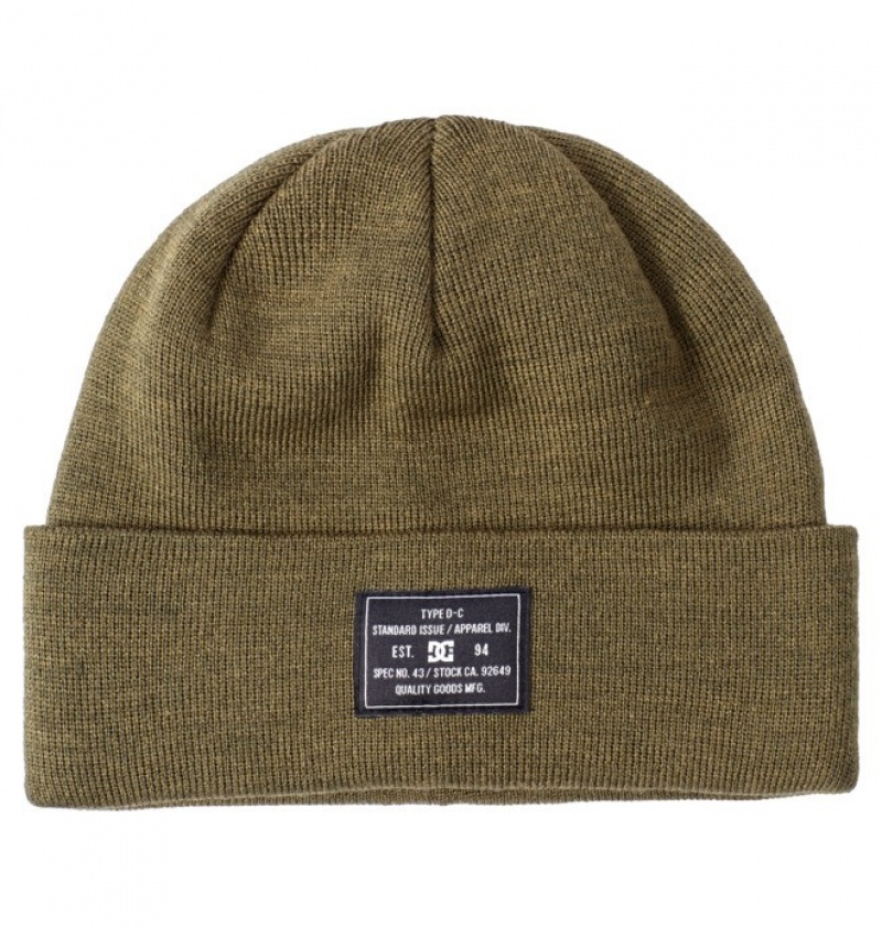 Dark Green Men\'s DC Frontline Cuffed Beanie Hats | 0734-SYCVM