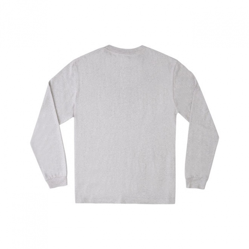 Grey Men's DC DC Square Star Long Sleeve T Shirts | 7249-MUPCS