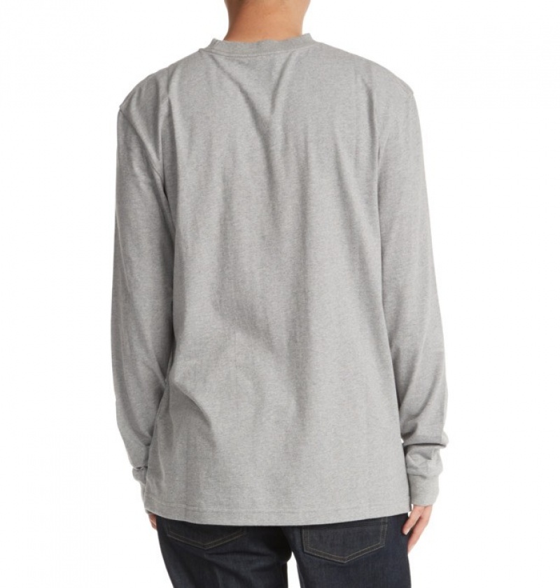 Grey Men's DC DC Square Star Long Sleeve T Shirts | 7249-MUPCS