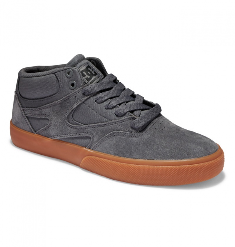 Grey Men's DC Kalis Vulc MID Mid-Top Skate Shoes | 5217-DQBEP