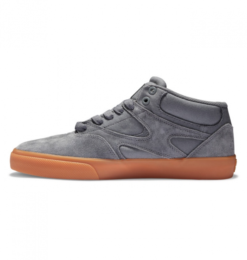 Grey Men's DC Kalis Vulc MID Mid-Top Skate Shoes | 5217-DQBEP