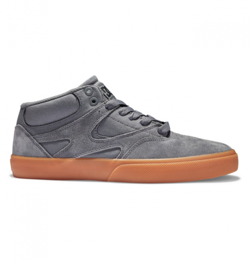 Grey Men\'s DC Kalis Vulc MID Mid-Top Skate Shoes | 5217-DQBEP