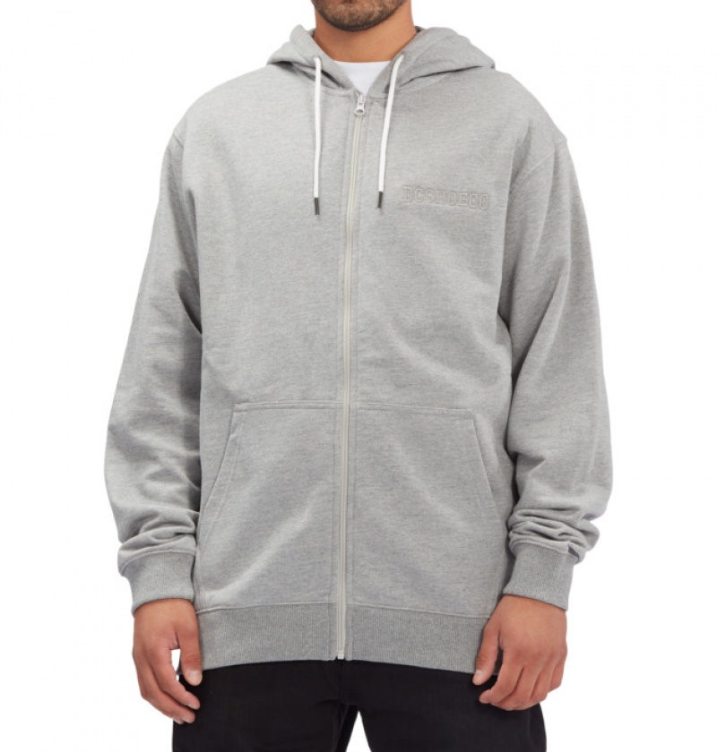 Grey Men's DC Riot 2 Zip-Up Sweatshirts | 0598-VIJTU