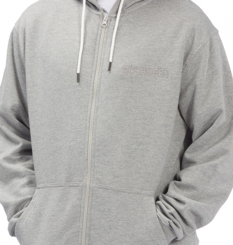 Grey Men's DC Riot 2 Zip-Up Sweatshirts | 0598-VIJTU