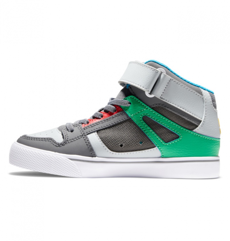 Grey / Green Kids' DC High Elastic Lace High-Top Pure | 3257-NEDMP