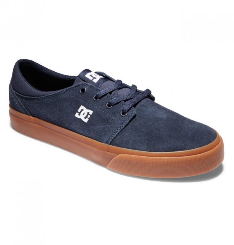 Navy Men's DC Trase Suede Sneakers | 6871-JBIDS