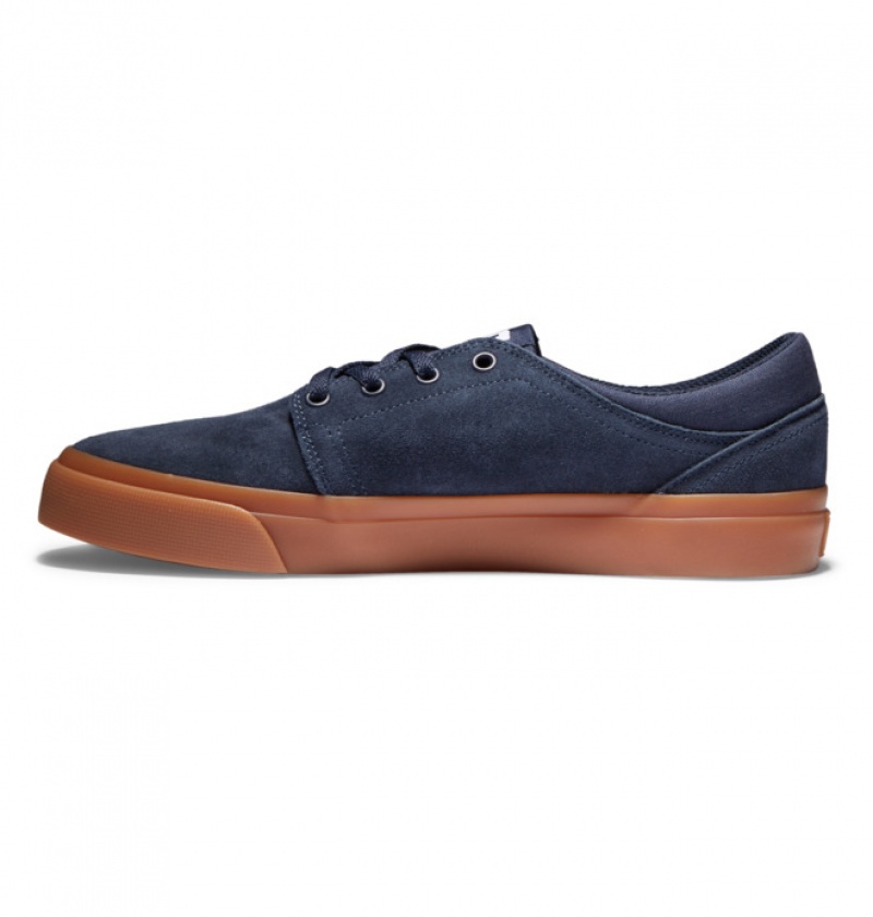 Navy Men's DC Trase Suede Sneakers | 6871-JBIDS