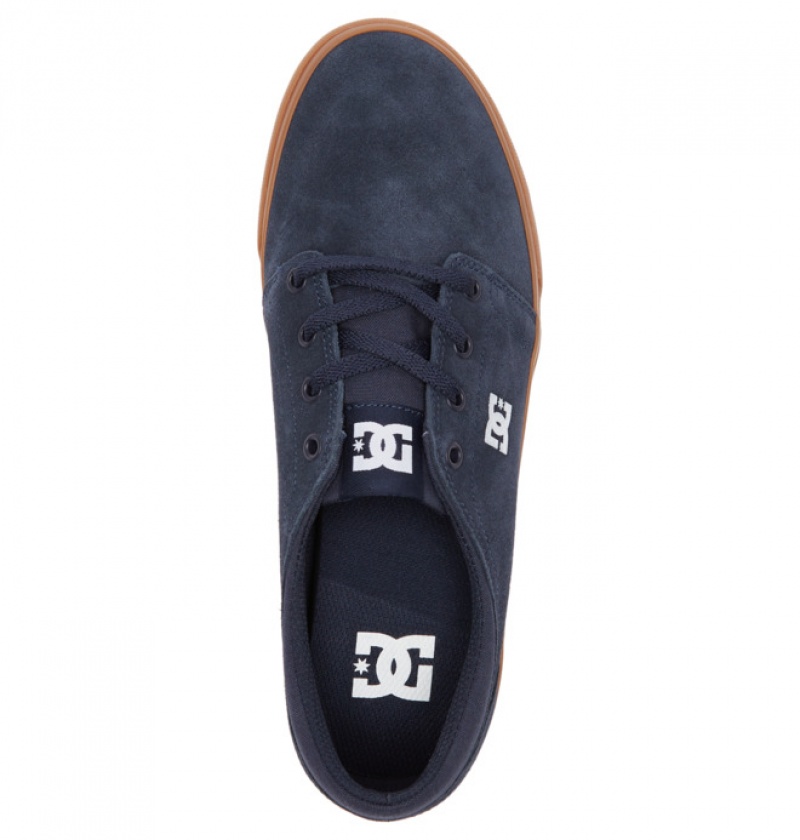 Navy Men's DC Trase Suede Sneakers | 6871-JBIDS