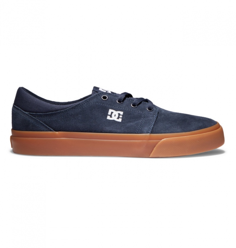 Navy Men\'s DC Trase Suede Sneakers | 6871-JBIDS