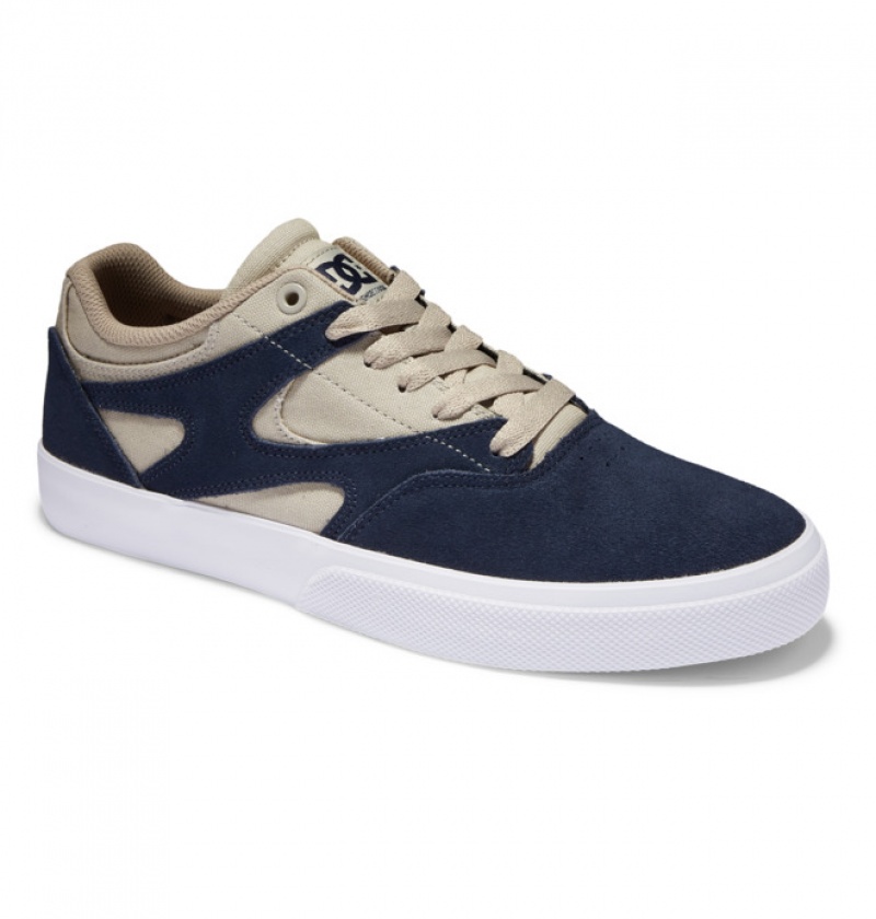 Navy / Khaki Men's DC Kalis Vulc Skate Shoes | 0983-IWVHD