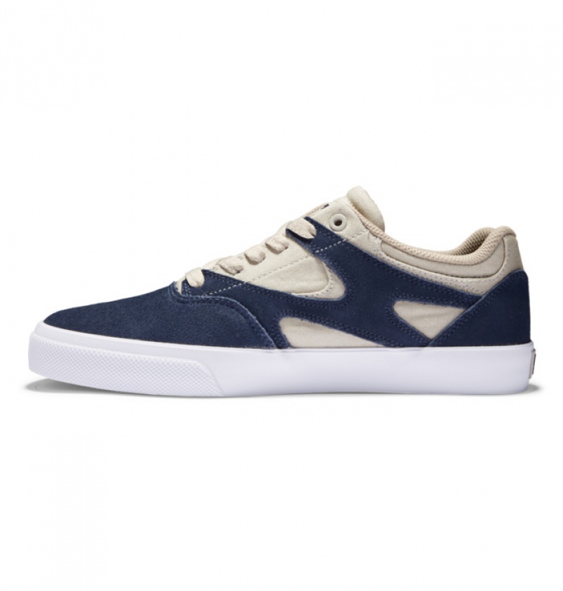 Navy / Khaki Men's DC Kalis Vulc Skate Shoes | 0983-IWVHD