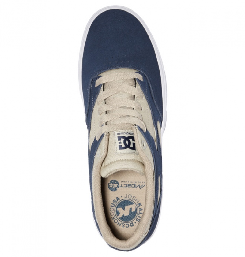 Navy / Khaki Men's DC Kalis Vulc Skate Shoes | 0983-IWVHD