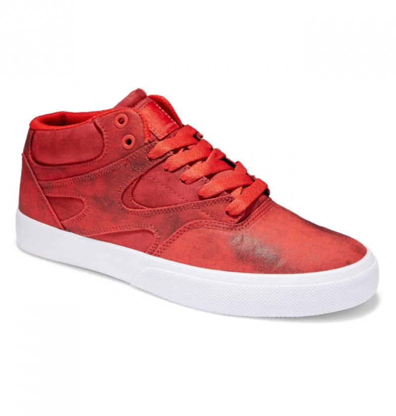 Red Men's DC Kalis Vulc MID Mid-Top Skate Shoes | 1359-MPXFH