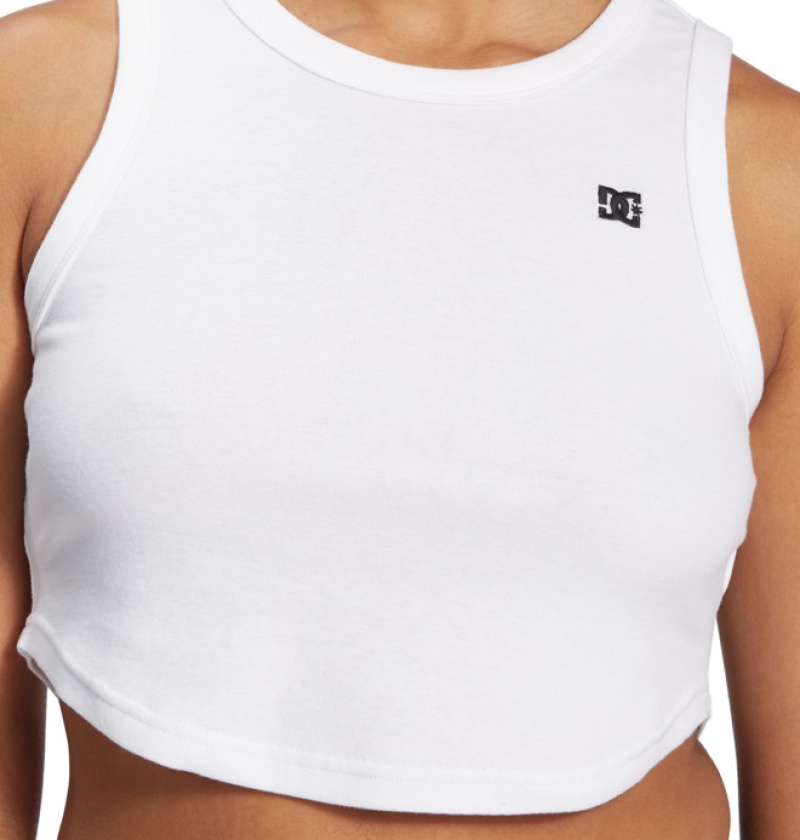 White Women's DC Boyfriend Crop Tank Top T Shirts | 7285-IWZFM