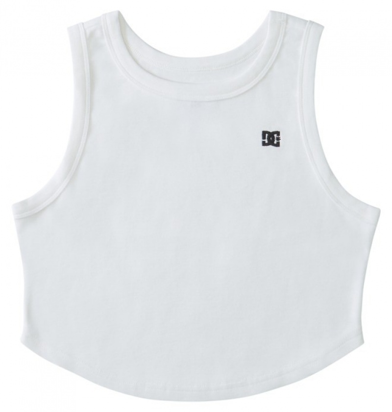 White Women's DC Boyfriend Crop Tank Top T Shirts | 7285-IWZFM