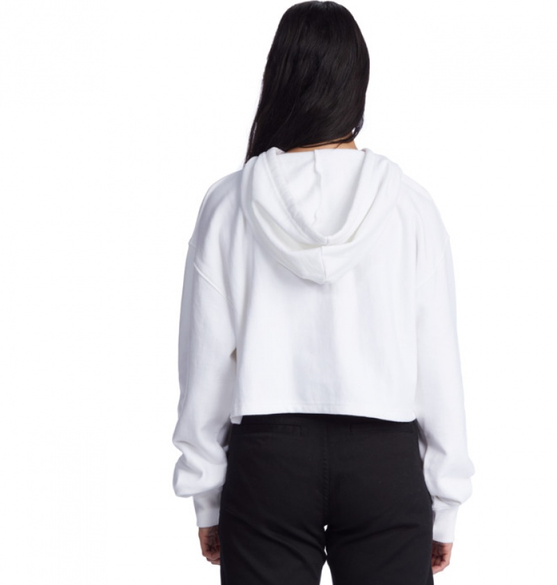 White Women's DC Cropped 2 Hoodies | 6174-JOAER