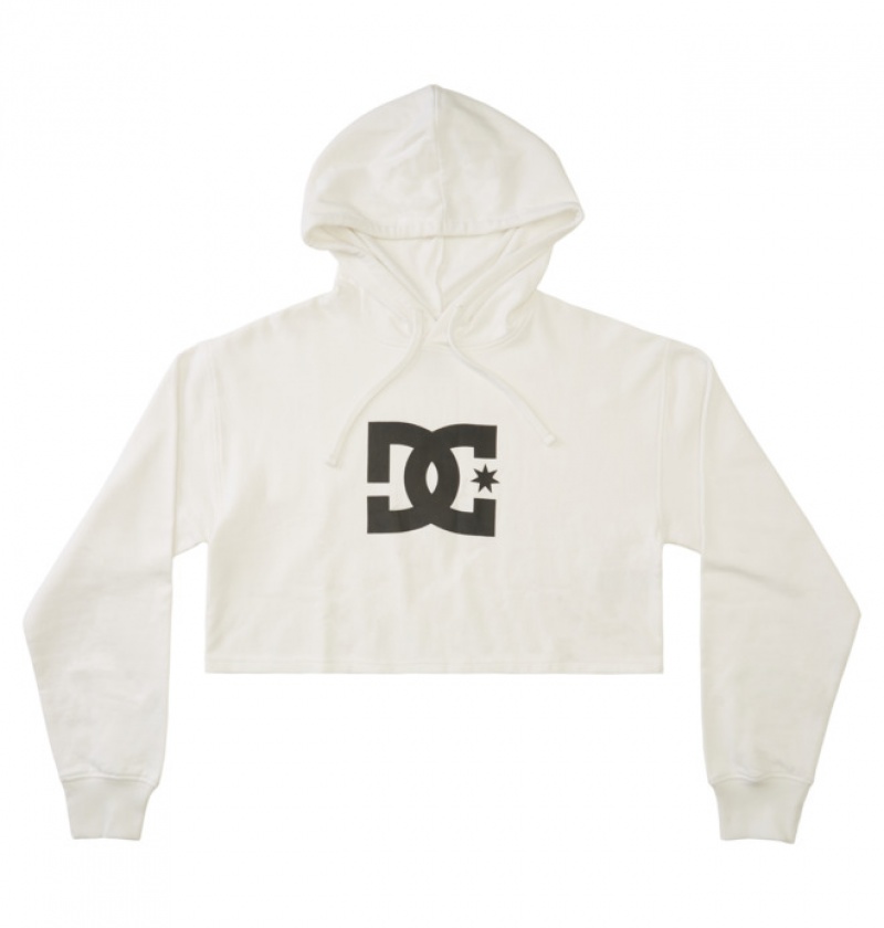 White Women's DC Cropped 2 Hoodies | 6174-JOAER