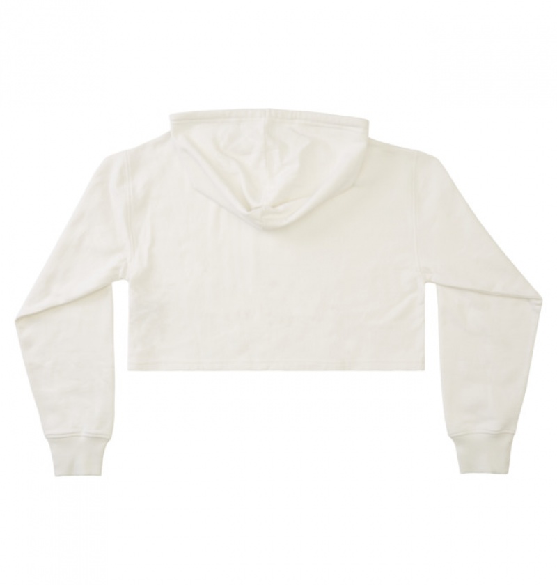 White Women's DC Cropped 2 Hoodies | 6174-JOAER