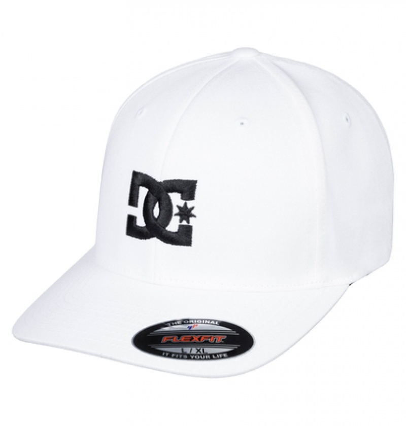 White / Black Men's DC Cap Star Hat Hats | 5407-TJMOW