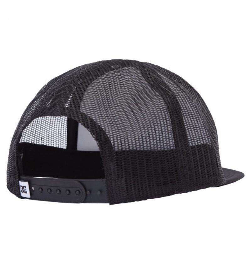 White / Black Men's DC Gas Station Trucker Hats | 8546-LBZEF