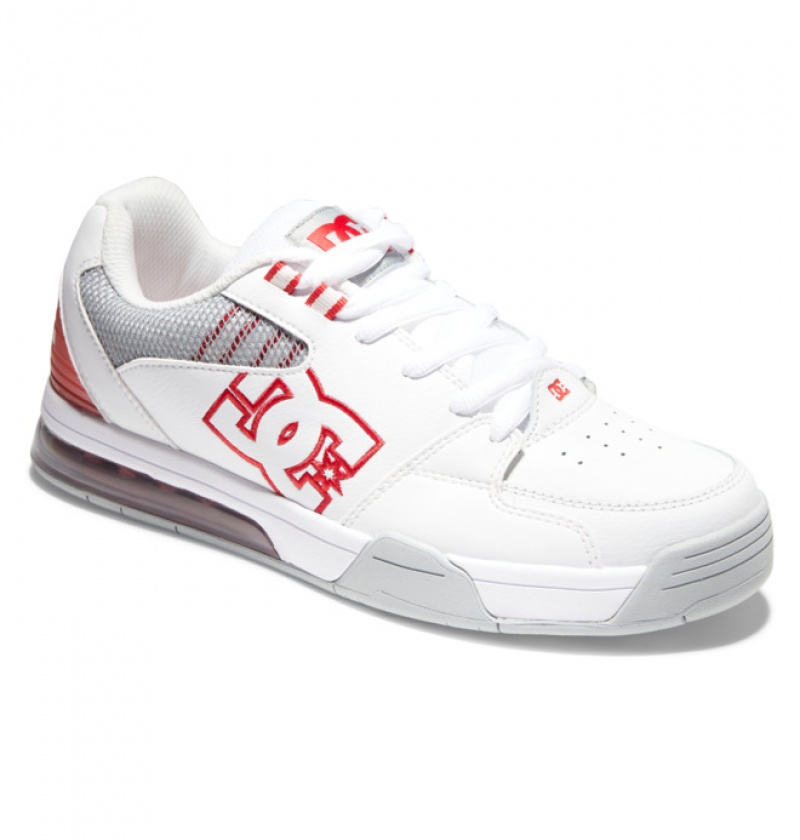 White / Grey / Red Men's DC Versatile Sneakers | 5264-QJBIZ