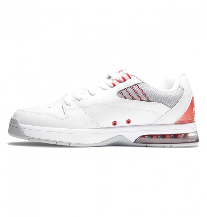 White / Grey / Red Men's DC Versatile Sneakers | 5264-QJBIZ